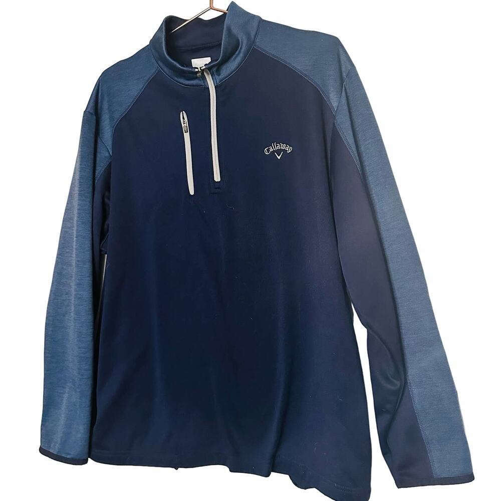 Callaway Men's Dark Blue Quarter Long Sleeves Zip Up Pullover Sweatshirt Size L